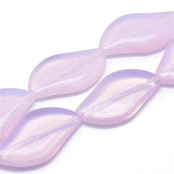 Opalite Beads Strands, Leaf, 45.5x26.5x8mm, Hole: 1.5mm, about 9pcs/strand, 15.94 inch(40.5cm)
