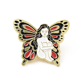 Angel Fairy Butterfly Wing Enamel Pin, Golden Plated Alloy Badge for Backpack Clothes , White, 25x30x1.5mm