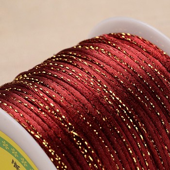 Round Polyester Metallic Cord, Dark Red, 2mm, 100meter/roll