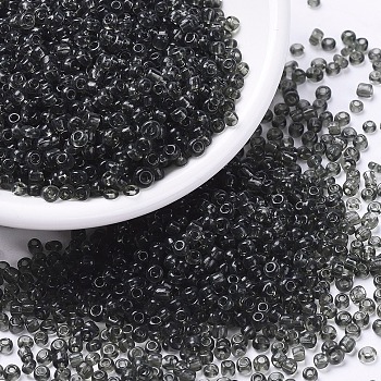 (Repacking Service Available) Glass Seed Beads, Transparent, Round, Goray, 8/0, 3mm, Hole: 1mm, about 12G/bag