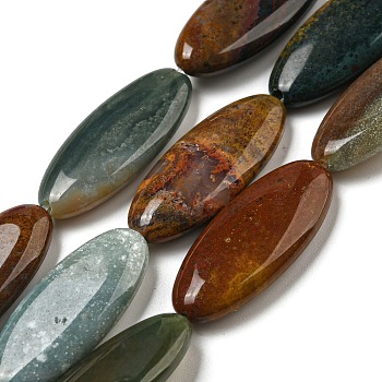 Natural Ocean Agate Beads Strands, Flat Oval, 30x13x5.5mm, Hole: 1mm, about 13pcs/strand, 15.35''(39cm)