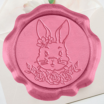 CHGCRAFT 50Pcs Adhesive Wax Seal Stickers, Envelope Seal Decoration, For Craft Scrapbook DIY Gift, Pale Violet Red, Rabbit, 30mm