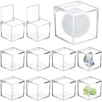 Transparent Plastic Gift Boxes, with Flip Cover, Square, Clear, 5x5x5cm