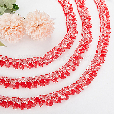 Double Layer Pleated Polyester Lace Trim(OCOR-WH0079-37)-4