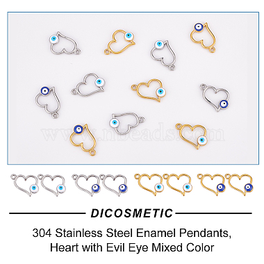 dicosmetic 16個 4 スタイル 304 ステンレススチール エナメル ペンダント(STAS-DC0010-35)-4