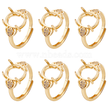 HOBBIESAY 6Pcs Brass Cubic Zirconia Adjustable Ring Components(KK-HY0001-86)-7