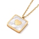 Synthetic Shell Square with Heart Pendant Necklace(NJEW-A004-21G)-1