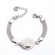 Flat Round with Human 201 Stainless Steel Link Bracelets with 304 Stainless Steel Chain(BJEW-O108-02P)-1