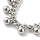 304 Stainless Steel Round Ball Charms Link Chain Anklets(AJEW-G054-01P)-2