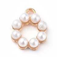 Plastic Imitation Pearl Pendants, with Alloy Findings, Ring, Golden, 16x13x5mm, Hole: 2mm(PALLOY-WH0068-32A-G)