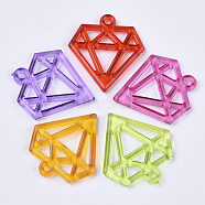 Transparent Acrylic Pendants, Dyed, Filigree Joiners Findings, Diamond Shape, Mixed Color, 34.5x31.5x3.5mm, Hole: 2mm, about 330pcs/500g(TACR-T015-074)