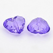 Transparent Acrylic Beads, Heart, Purple, about 25mm long, 28.5mm wide, 16mm thick, hole: 3mm, about 88pcs/500g(PL318Y-7)