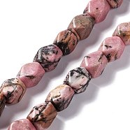 Natural Rhodonite Beads Strands, Faceted, Rhombus, 10~12x8~10x8~10mm, Hole: 1.2mm, about 34pcs/strand, 15.71''~15.98''(39.9~40.6cm)(G-L235B-13)