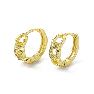 Rack Plating Brass Clear Cubic Zirconia Hoop Earrings for Women, Long-Lasting Plated, Lead Free & Cadmium Free, Flat Round, Real 18K Gold Plated, 14.5x16.5x5.5mm, Pin: 1mm(EJEW-M213-32G)