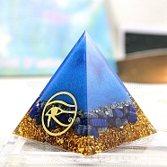 Orgonite Pyramid Resin Energy Generators, Reiki Natural Lapis Lazuli Chips Inside for Home Office, 50mm(PW-WG94133-01)