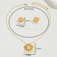 Elegant New Chinese Style Jewelry Set with Zirconia Flower Necklace and Earrings.(GP6160)