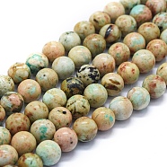 Natural Peruvian Turquoise(Jasper) Beads Strands, Grade AB, Round, 8mm, Hole: 1mm, about 48~49pcs/Strand, 15.35 inch(39cm)(G-E561-11-8mm-AB)