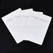 Cardboard Ear Stud Display Cards, Rectangle with Word Fashion Jewelry, White, 8.4x6x0.04cm(CDIS-R030-10)