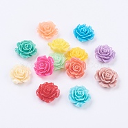 Mixed Color Flower Resin Cabochons, 18~20x9mm(X-RESI-H005-M)