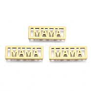 Ion Plating(IP) 201 Stainless Steel Filigree Joiners, for Mother's Day, Laser Cut, Rectangle with Word MAMA, Golden, 20x7.5x1mm, Hole: 1.2x5mm(STAS-T044-275G)