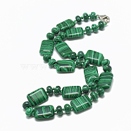Synthetic Malachite Beaded Necklaces, with Alloy Lobster Clasps, Rectangle, 18.1 inch~18.5  inch(46~47cm), Rectangle: 18~18.5x13mm(NJEW-S395-06)