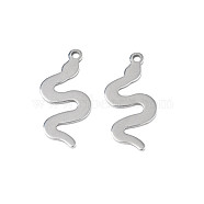 201 Stainless Steel Pendants, Stamping Blank Tag, Snake, Stainless Steel Color, 19.5x9x0.5mm, Hole: 1.2mm(STAS-N095-112)