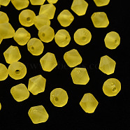 Frosted Acrylic Beads, Faceted, Cone, Yellow, 6x5.5mm, Hole: 1.5mm, about 6770pcs/500g(MACR-S373-61K-05)