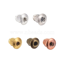 500Pcs 5 Style Brass Ear Nuts, Earring Backs, Bullet, Mixed Color, 5x5mm, Hole: 1mm, 100Pcs/Style(KK-LS0001-21)