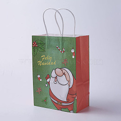kraft Paper Bags, with Handles, Gift Bags, Shopping Bags, For Christmas Party Bags, Rectangle, Colorful, 27x21x10cm(CARB-E002-M-B05)