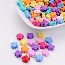 Solid Color Acrylic Beads, Flower, Mixed Color, 8.5x9x4mm, Hole: 2mm(X-SACR-R807-M)