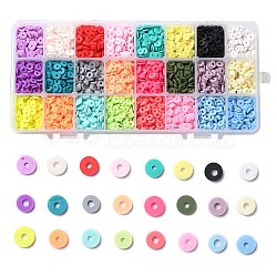 240g 24 Colors Handmade Polymer Clay Beads, Heishi Beads, for DIY Jewelry Crafts Supplies, Disc/Flat Round
, Mixed Color, 6x1mm, Hole: 2mm, 10g/color(CLAY-JP0001-10-6mm)