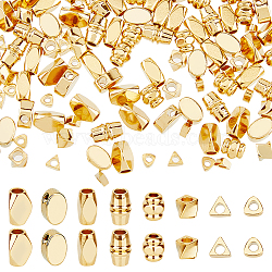 128Pcs 8 Style Brass Bead, Cadmium Free & Lead Free, Long-Lasting Plated, Mixed Shapes, Real 24K Gold Plated, 3~6x3~1x1~4mm, Hole: 1~2mm, 16pcs/style(KK-DC0003-56)