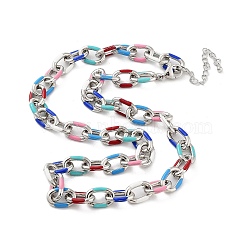 Brass Cable with Enamel Chain Necklaces, Platinum, 18.82 inch(478mm)(NJEW-L170-12P)