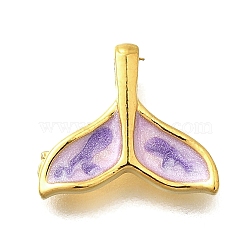 304 Stainless Steel Enamel Charms, Fishtail Charms, Real 18K Gold Plated, Medium Orchid, 11x12.5x3mm, Hole: 2x1.4mm(STAS-Q347-02G-A)