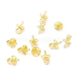 Brass Cup Pearl Peg Bails Pin Pendants, For Half Drilled Beads, Real 18K Gold Plated, 5x7mm, Hole: 1.8mm, Pin: 1mm.(KK-E280-24G)