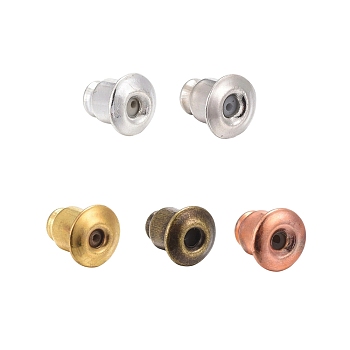 500Pcs 5 Style Brass Ear Nuts, Earring Backs, Bullet, Mixed Color, 5x5mm, Hole: 1mm, 100Pcs/Style