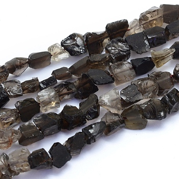 Raw Rough Natural Smoky Quartz Beads Strands, Nuggets, 6~12x6~10x5~8mm, Hole: 0.7mm, about 48pcs/strand, 15.75 inch(40cm)