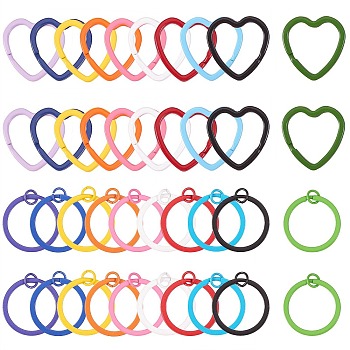 40Pcs 20 Style Spray Painted Iron Split Key Rings, Keychain Clasp Findings, Mixed Color, 2pcs/style