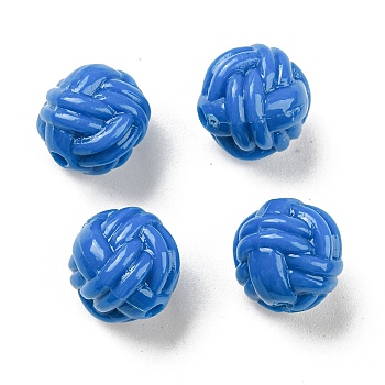 Opaque Acrylic Beads, Wool Ball Shape, Royal Blue, 11mm, Hole: 1.8mm, 770pcs/500g