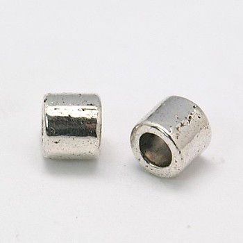 Tibetan Style Alloy Spacer Beads, Cadmium Free & Nickel Free & Lead Free, Column, Antique Silver, 5x4.5mm, Hole: 3mm, about 3030pcs/1000g