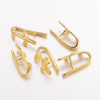 Brass Pinch Bails, Ice Pick, Golden Plated, Nickel Free, about 10mm wide, 18mm long, 2mm thick