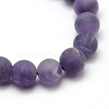 Frosted Natural Amethyst Round Bead Strands(G-M064-6mm-13)-2