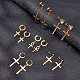anattasoul 12pcs 6 style 304 boucles d'oreilles créoles en forme de croix en acier inoxydable(EJEW-AN0003-48)-7
