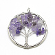 Natural Amethyst Beads Iron Wire Wrapped Pendants(G-R001-P04)-1