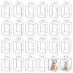 Folding Heart Print Transparent PVC Gift Packing Boxes, Rectangle with Bowknot, Silver, 5x5x9cm(CON-WH0085-192A-02)