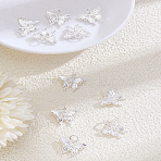 12Pcs Alloy Pendants, with Jump Rings, Butterfly Charms, Silver, 13x17x2mm, Hole: 4mm, 12pcs/set(FIND-LP0005-12)