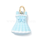 Brass Enamel Pendants, Golden, Stripe Bow Dress Charm, 16x13.5x5mm, Hole: 4mm(KK-CBA1122-01G-05)