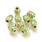 Alloy Beads, Column, Golden & Green Patina, 5x4mm, Hole: 1.6mm(PALLOY-F262-035GGP)