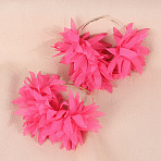 Alloy Cloth Hoop Earrings, Flower, Platinum, Deep Pink, 100x110mm(FS-WGC8145-02)