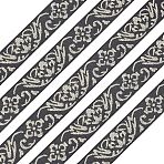 Ethnic Style Embroidery Polycotton Ribbons, Jacquard Ribbon, Tyrolean Ribbon, with Flower Pattern, Garment Accessories, Black, 3/4 inch(20.5mm), about 20yard/card(OCOR-WH0066-22A)
